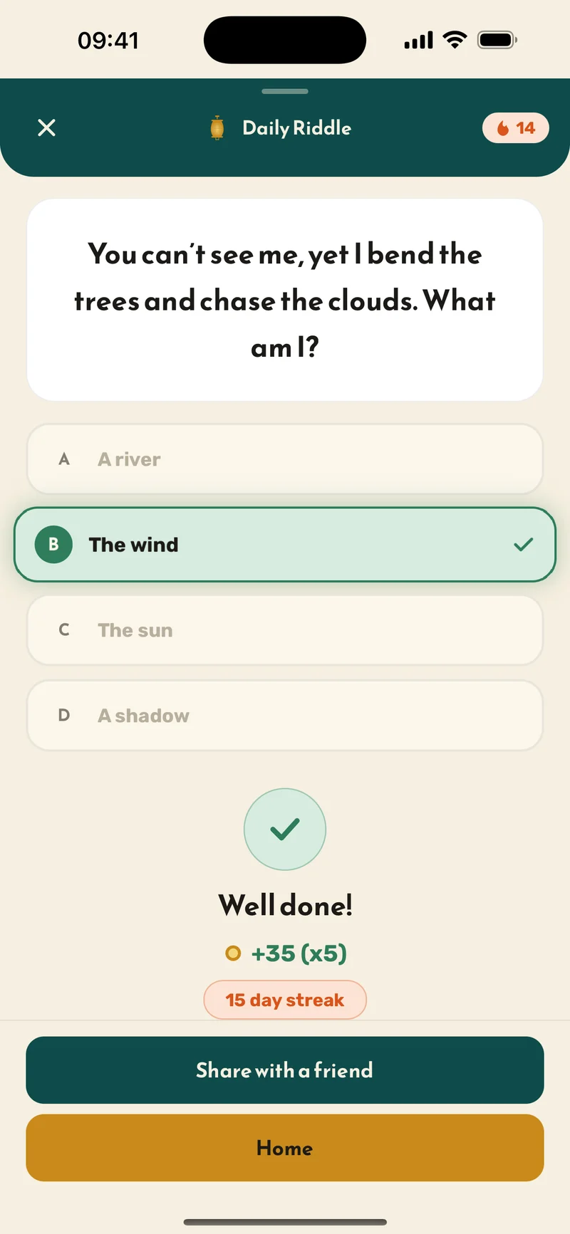 Screenshot — Arabic riddle